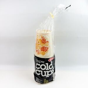 NEW Vtg 1984 Ralphs Grocery Store 18 Paper Cold Cups 16 oz Flowers Red Gold Prop